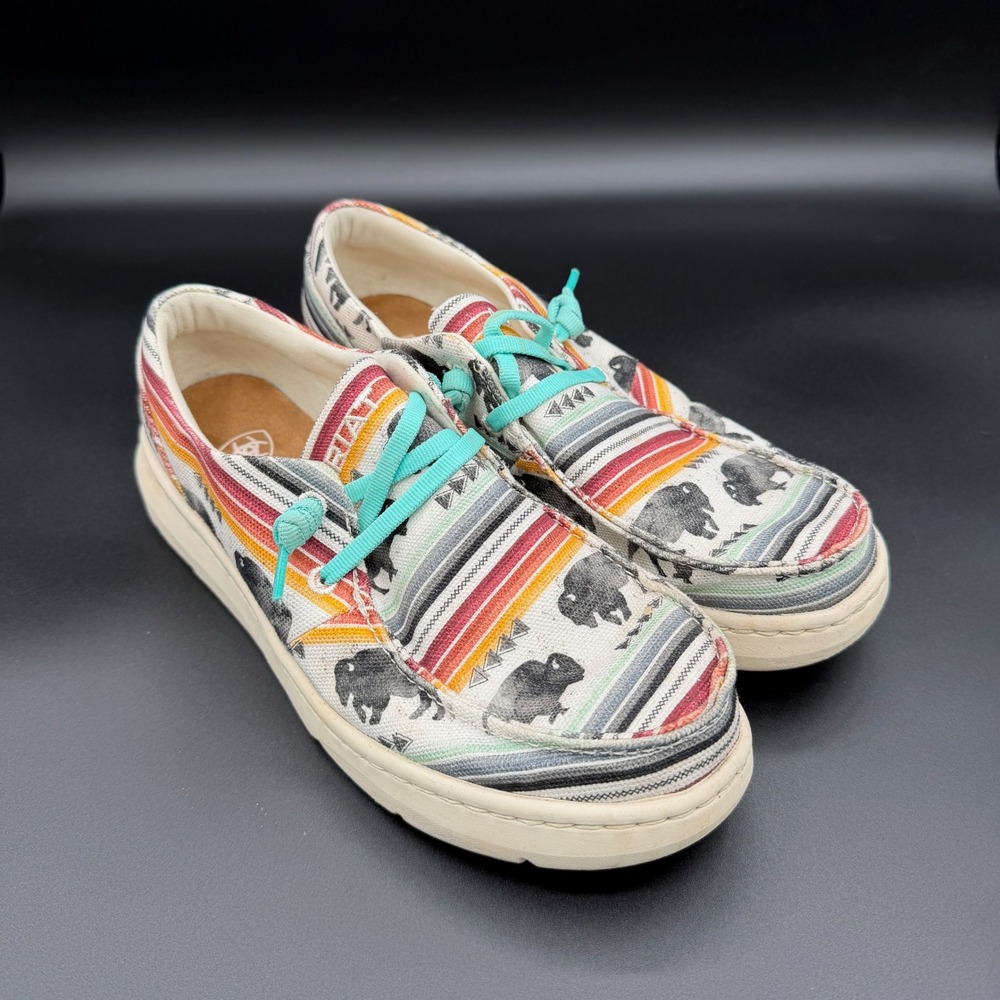 Ariat Hilo Womens 7 Serape Buffalo Print Slip On Loafers Multi Color